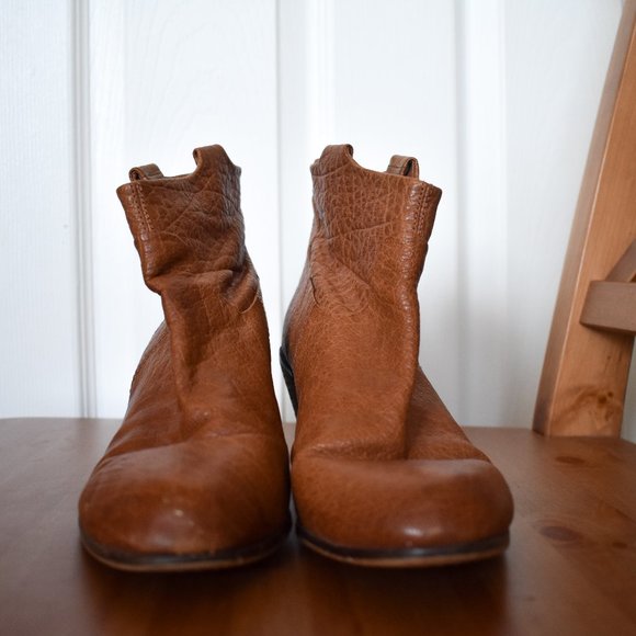 Sam Edelman Lisle Brown Leather Heel Booties Sz 6 - Picture 3 of 5